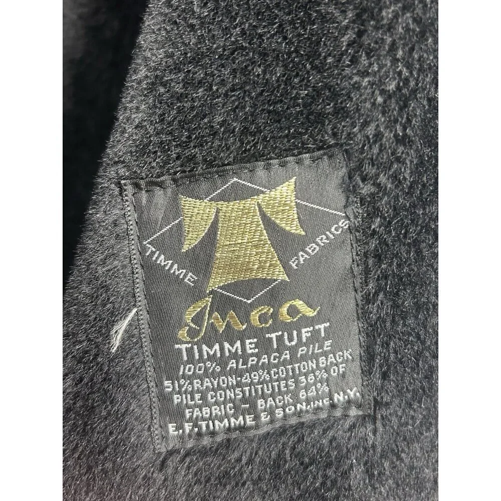 Vtg Inca Timme Tuft Trench Coat Jacket Mens Sz 44 Alpaca Zip Off Lining Black